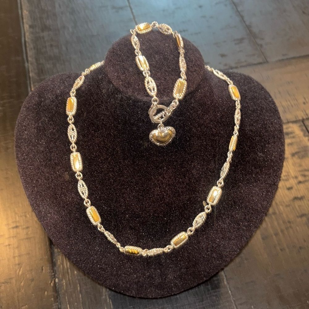 Premier Designs Two Tone Scroll Heart Toggle Closure Necklace Bracelet Jewelry​